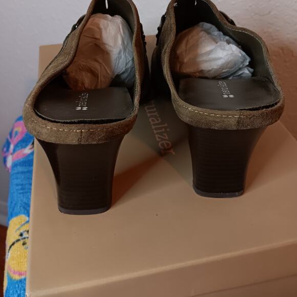 Naturalizer Womens Suede Leather Mule 10M Olive Green Bantam Heeled - Picture 6 of 10